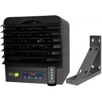 King Electric KB ECO2S Series Unit Heater - 6 000 Watts - 240/208 Volt - Includes Electronic Controller  KBB-2 Wall/Ceiling Bracket & Remote Control - Gray with Black Louvers - LED Display - B0782292TS